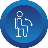 Blue iconography depicting someone sat down